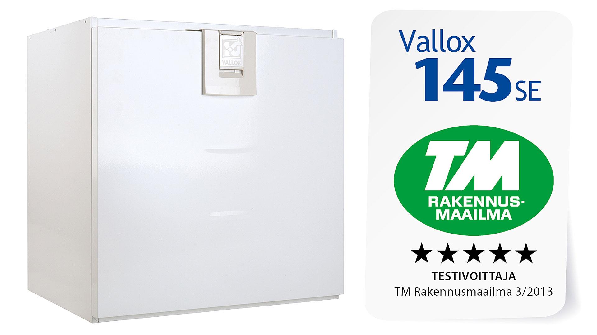 Vallox 145 SE -ilmanvaihtokone on TM rakennusmaailman testivoittaja ja sai VTT:ltä A+ luokan sertifikaatin.