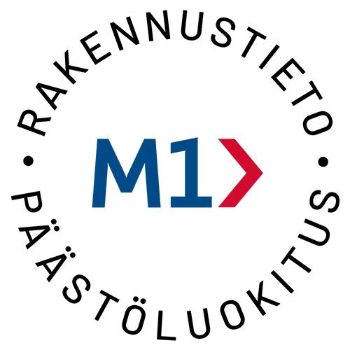 Rakennustiedon M1 päästöluokituksen logo