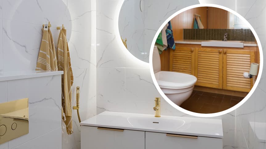 Ennen ja jälkeen remontin - katso kuvat 70-luvun vessan upeasta muodonmuutoksesta