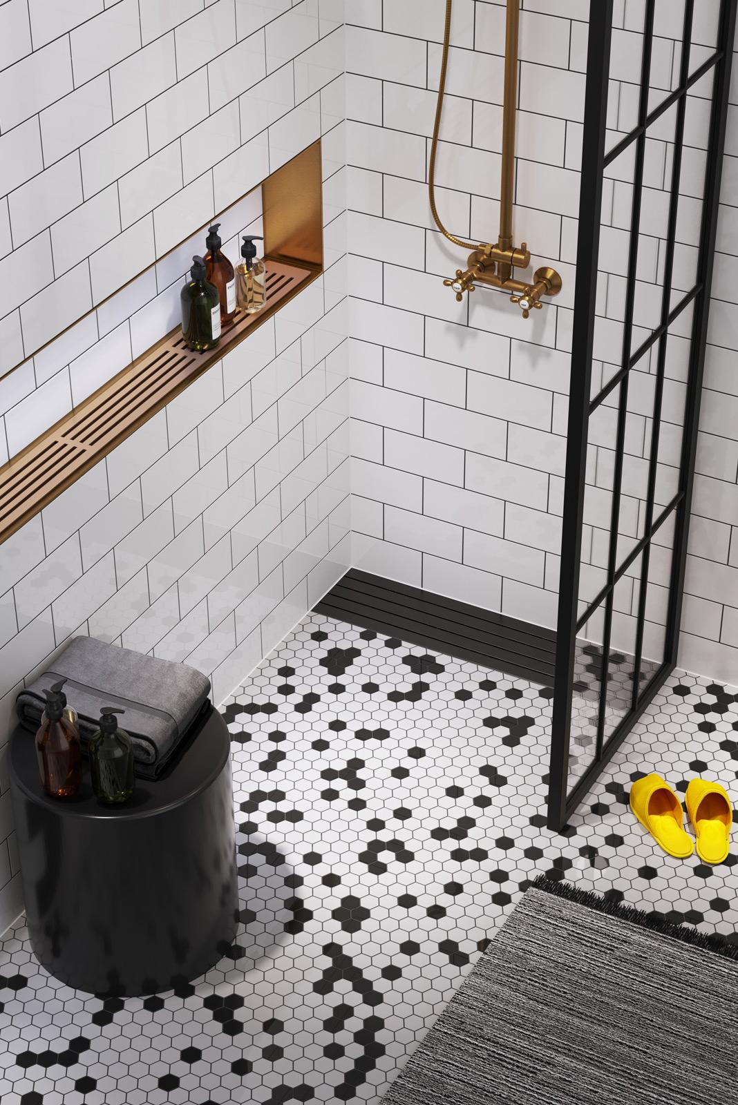 Vieser Line mattamustalla teräskannella antaa kylpyhuoneelle yksilöllisen ja huolitellun ilmeen.