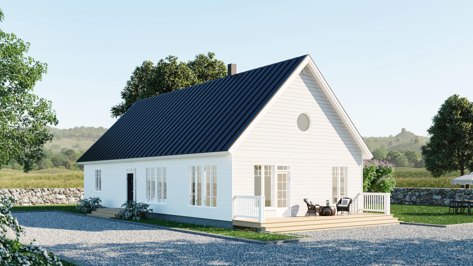 Skoone 135 edustaa perinteistä pohjoismaisen skandinaavista rakennustyyliä.