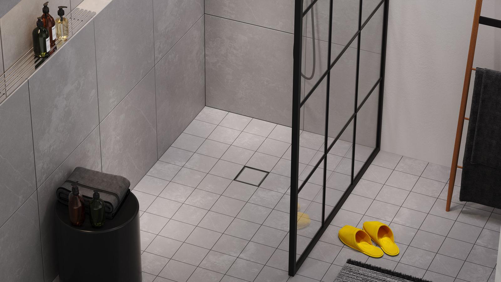 Laatoitettu Vieser Flip voi olla lähes huomaamaton osa kylpyhuoneen lattiaa.