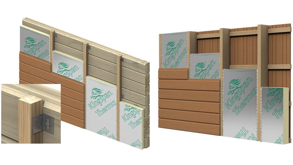 <p data-block-key="ouqcg">Hirsirunko, eriste sisäpuolella ja puurunko, jossa eriste rungon välissä.</p>