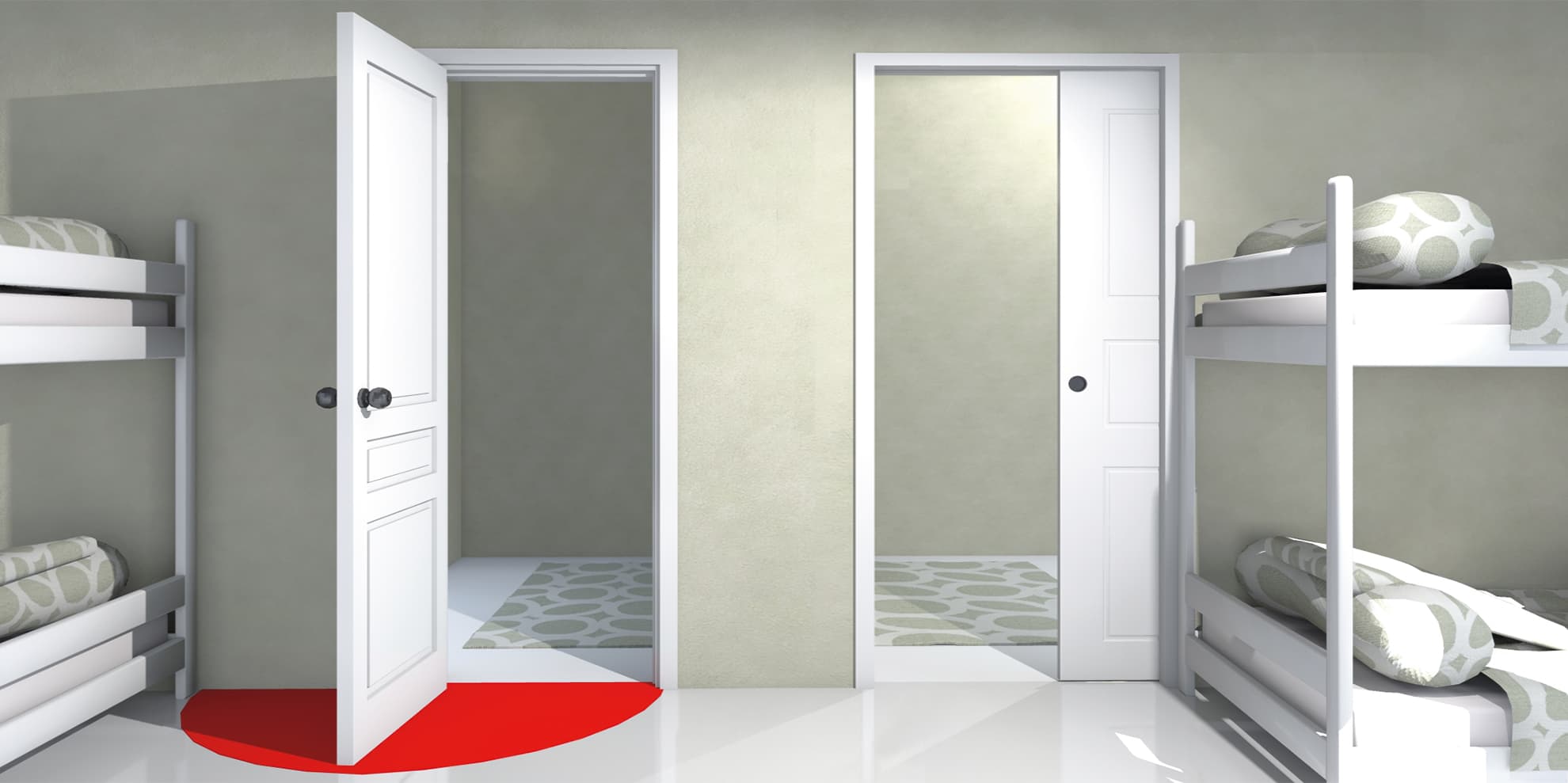 Mihin rakennuksien väliseinissä ylipäänsä tarvitaan kääntyvää ovea?