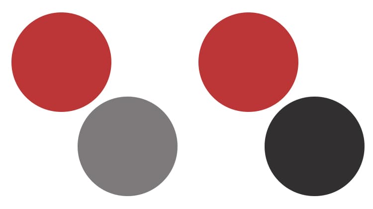 <p data-block-key="k3dz6">Miten musta ja harmaa vaikuttavat samaan punaiseen. (Kuva Sari Nieminen)</p>