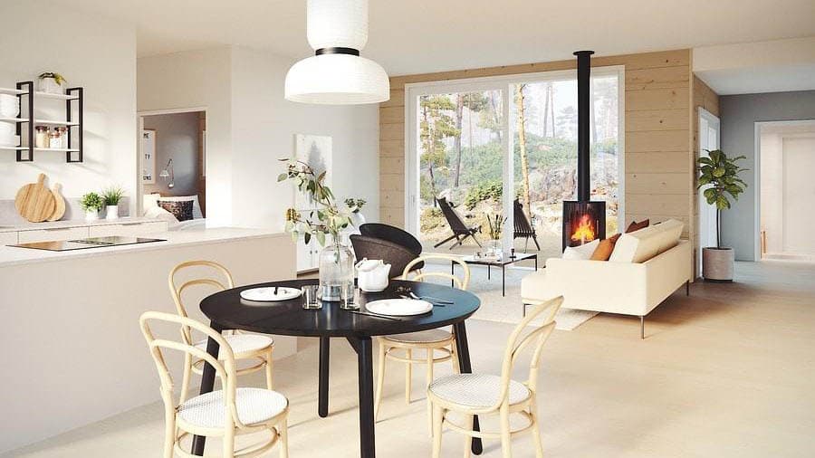 Rannikkomaisemallinen Aisti-hirsikoti kohosi Muumien naapurisaarelle